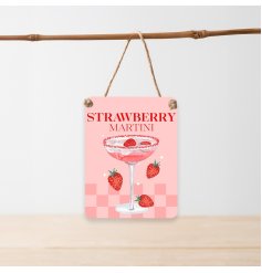 Add a splash of charm with this Pink Strawberry Martini Mini Dangler