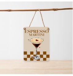 Add a playful touch with this Espressco Martini Mini Dangler Sign