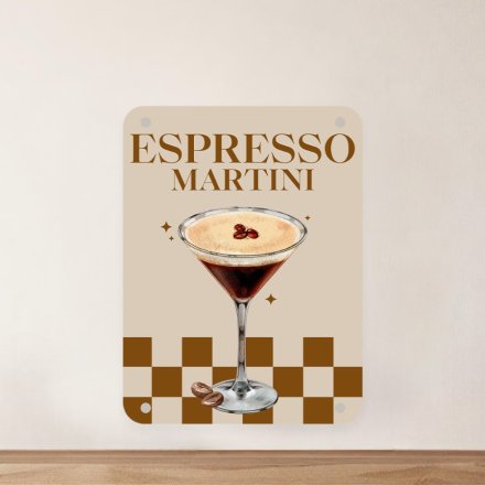 Espresso Martini Mini Metal Sign, 20cm 