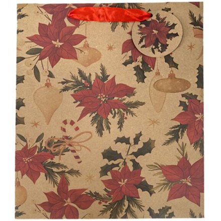 Traditional Gift Bag - Christmas Botanicals, 33cm