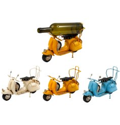 Vintage-style scooter wine rack for a playful touch to your drinks display.