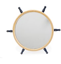 Bring the sea home with this 60x60cm Ships Wheel Mirror
