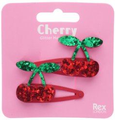 Brighten your style with these sparkling Cherry Glitter Hair Clips full of charm and shine!