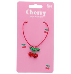 Brighten your look with our sparkling Cherry Glitter Necklace, perfect for festive vibes!