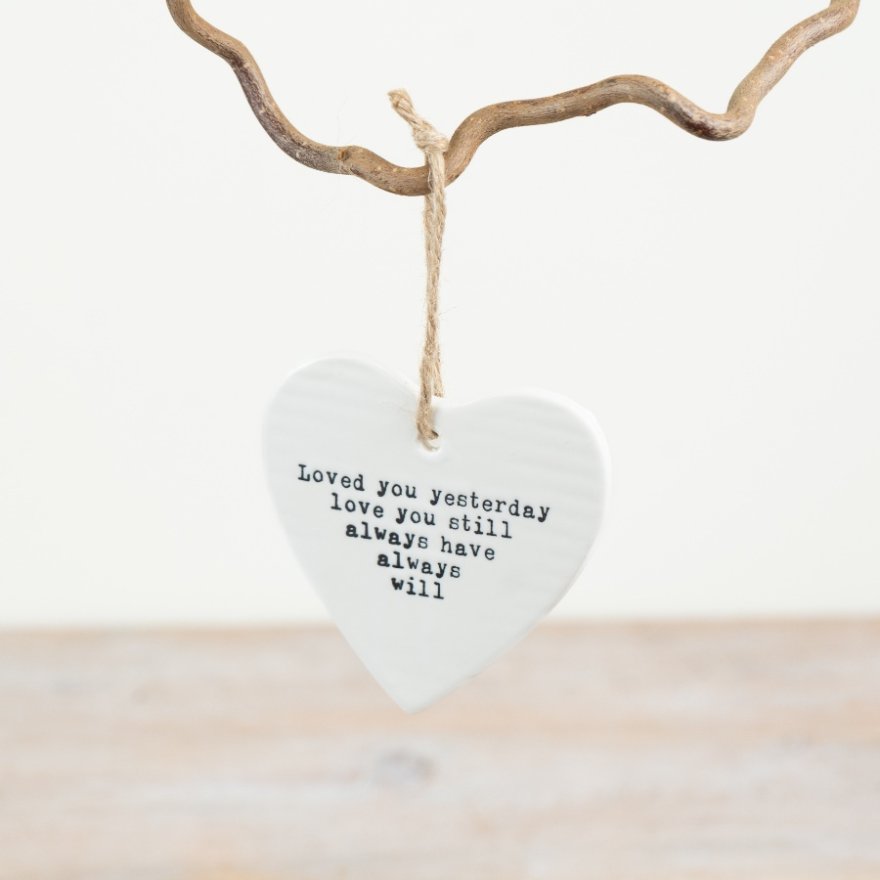 "Love You Yesterday 9cm Hanging Heart Decoration"