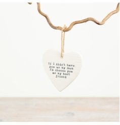 A charming white porcelain heart with the heartfelt message