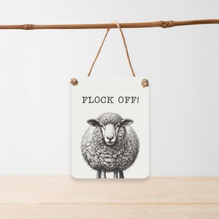9cm Sheep Flock Off  Dangler Sign