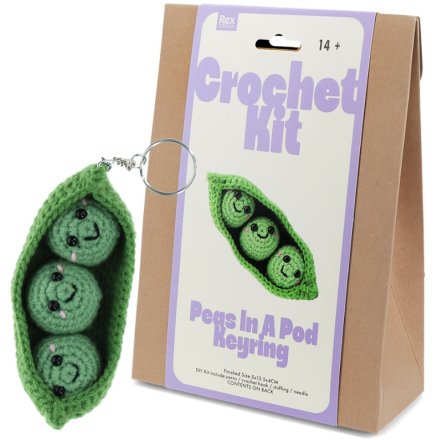a fun peas keyring crochet kit 