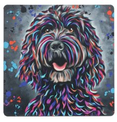 Vibrant and eye-catching dog-themed coaster perfect for adding a splash of color.