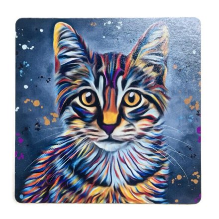 10cm MDF Tabby Cat  Coaster