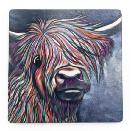 10cm Highland Cow MDF Coaster