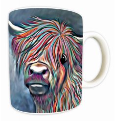 Enjoy your drink with the chic Aquamarine Highland Cow Mug.