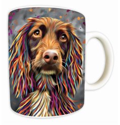 Adorable Cocker Spaniel mug featuring aquamarine accents.