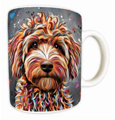 Sip in style with the Aquamarine Labradoodle Mug by Deborah Barker
