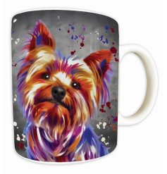 Adorable Yorkshire terrier-themed mug with Aquamarine design.