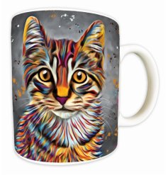 Savor your favorite drink with the adorable Aquamarine Tabby Cat Mug.