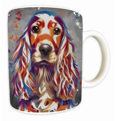 Brighten your tea or coffee moments with the Aquamarine Blonde Cocker Spaniel Mug.