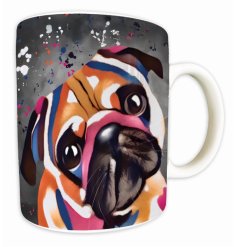 Adorable pug mug featuring a stylish Aquamarine design.