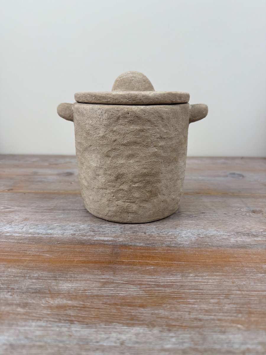 Add a chic touch to your living area with this stylish stone-textured decorative pot.