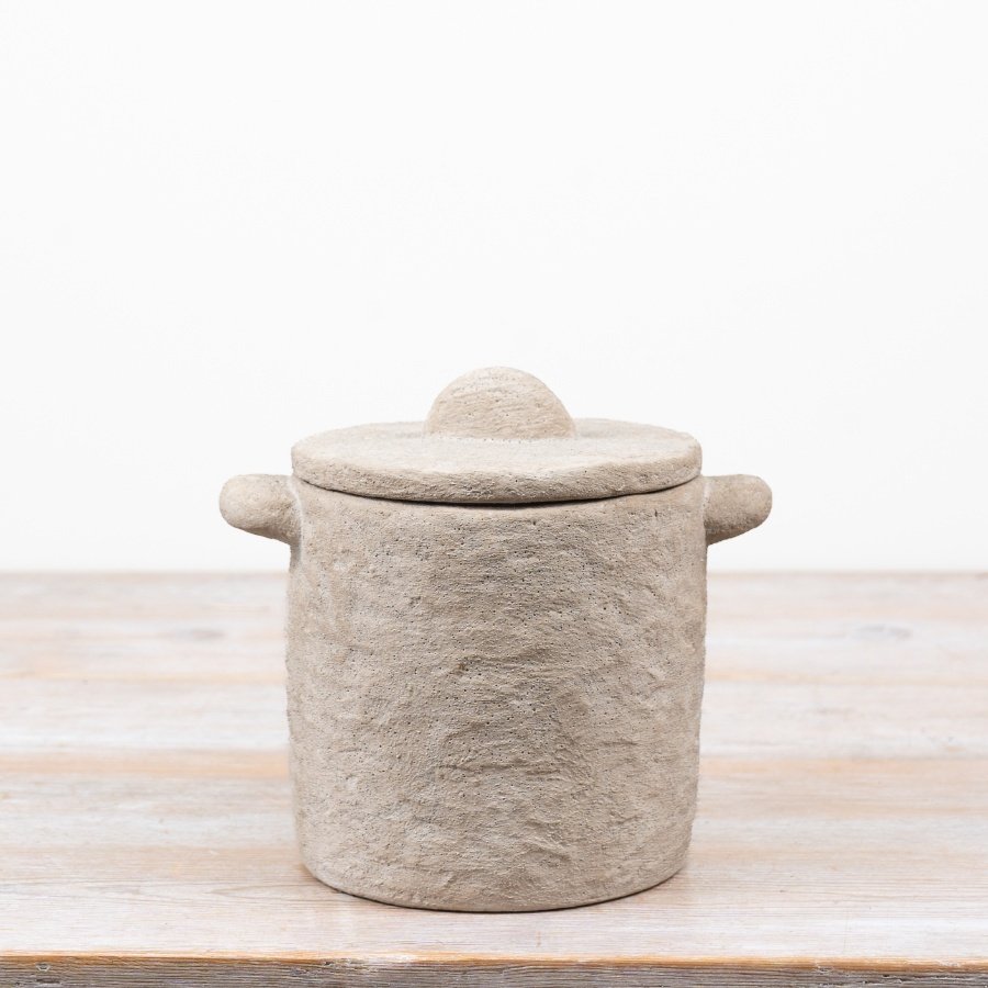 Add a chic touch to your living area with this stylish stone-textured decorative pot.