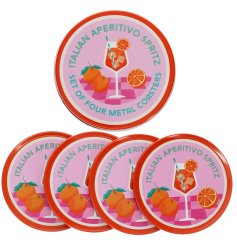 a charming set of 4 Aperitivo Spritz metal coasters 