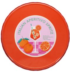 a fun round Aperitivo Spritz serving tray
