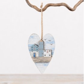 Charming assortment of heart-shaped wooden danglers tied with rustic jute twine
