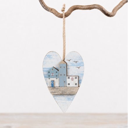 Coastal Beach Heart Danglers, 2A 10cm