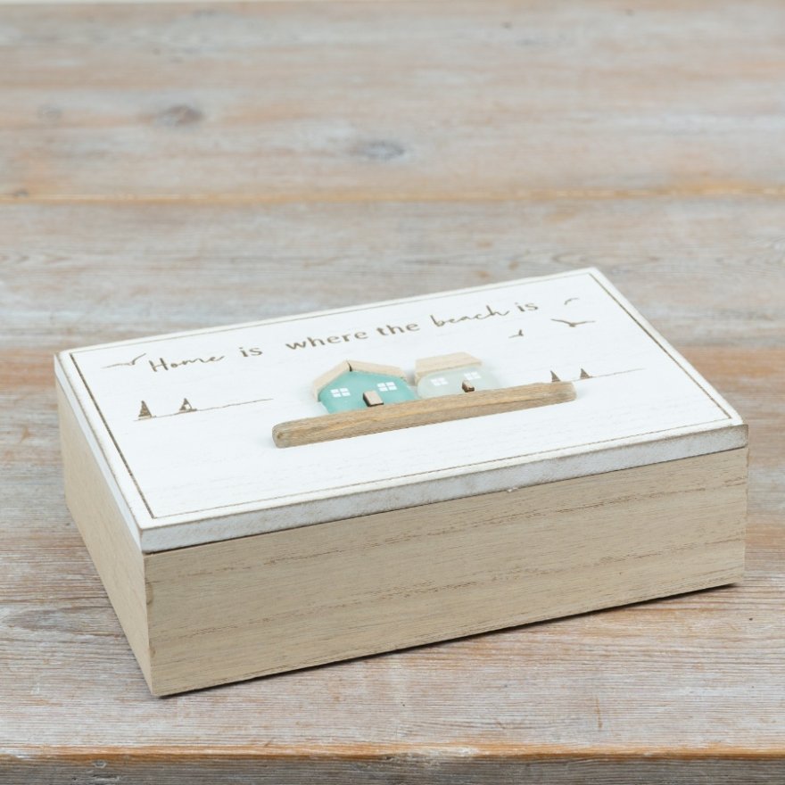 Wooden Coastal Keepsake Box, 20cm