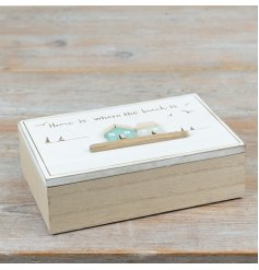Discover the charm of the Seaside Trinket Box—a beautifully crafted coastal keepsake in natural tone wood,