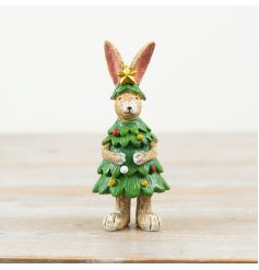 a small resin rabbit in a xmas tree decoration 