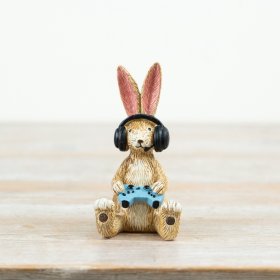 Discover the Gaming Rabbit: a charming jasper bunny clutching a game controller.