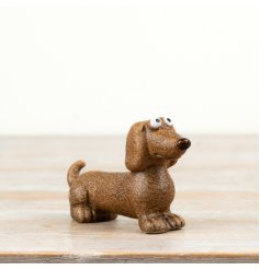 Adorable Sausage Dog figurine crafted from durable polyresin material.