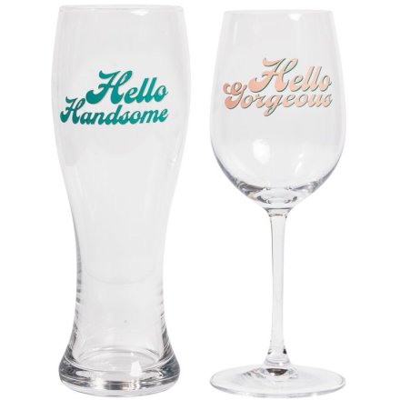 S/2 Handsome & Gorgeous Glass Set, 23cm 