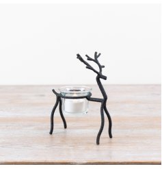 a stylish metal reindeer candle holder 