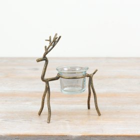 Add a touch of festive charm to seasonal displays with this elegant reindeer t-light holder
