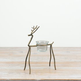 Add a refined holiday charm to your décor with this stylish reindeer t-light holder.