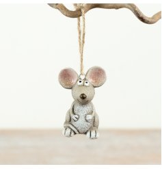 Add a charming touch to your home with this adorable polyresin Mouse with Hanger Decoration