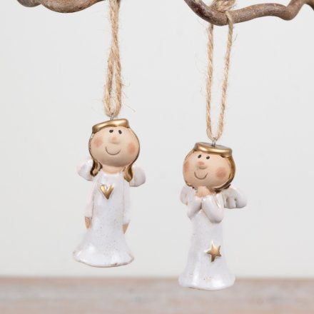 Ceramic Angel Hanging Decorations, 8cm