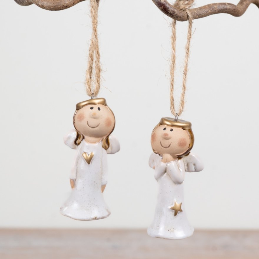Ceramic Angel Hanging Decorations, 8cm