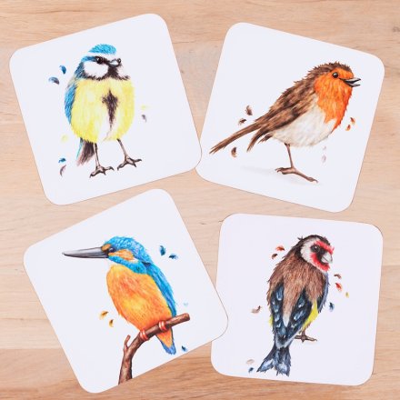 S/4 British Birds Coasters, 11cm 