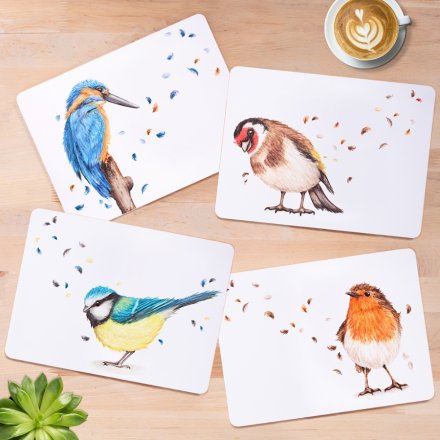 S/4 British Birds Placemats, 29cm 
