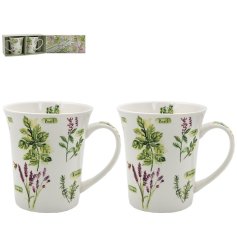 Enjoy your favorite brews in style with the Herb Garden Mugs Set 2