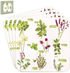 Keep your surfaces spotless and stylish with this Herb Garden Coasters Set of 4