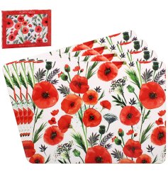 Brighten your dining table with this set of 4 vibrant Poppy Placemats