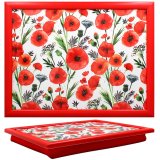 Poppy Flower Floral Lap Tray with cushioned bean bag base