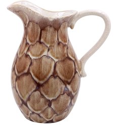 Add rustic charm to your home with the Reactive Glaze Flower Jug in Brown