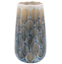 This blue vase and add a touch of elegance to any room.