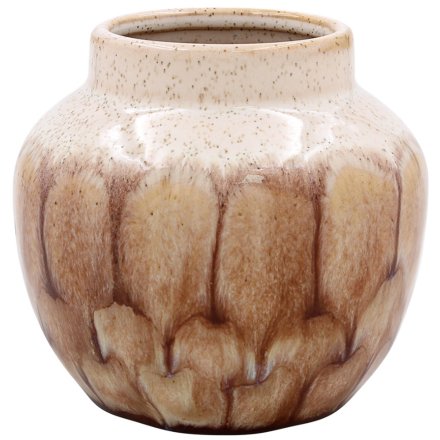 Brown Reactive Glaze Vase, 8cm 