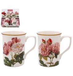 Add timeless elegance to your tea or coffee time with the Redoute Rose Mugs Set of 2